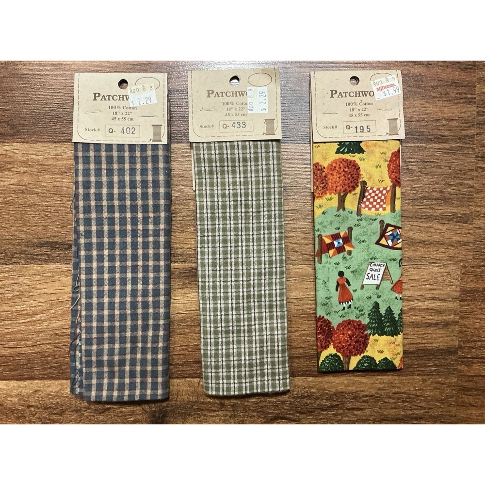 Lot OF 3 Patchwork Fabric by United Notions & Fabrics 18 x 22 100% Cotton New